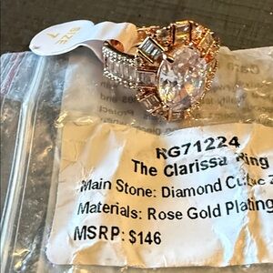 Clarissa Rose Gold Plated Crystal Statement Ring